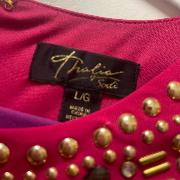 NWT $80R Thalia Sodi Acapulco Magenta Spark Bead Embellished Dress. Size Large - Picture 7 of 8